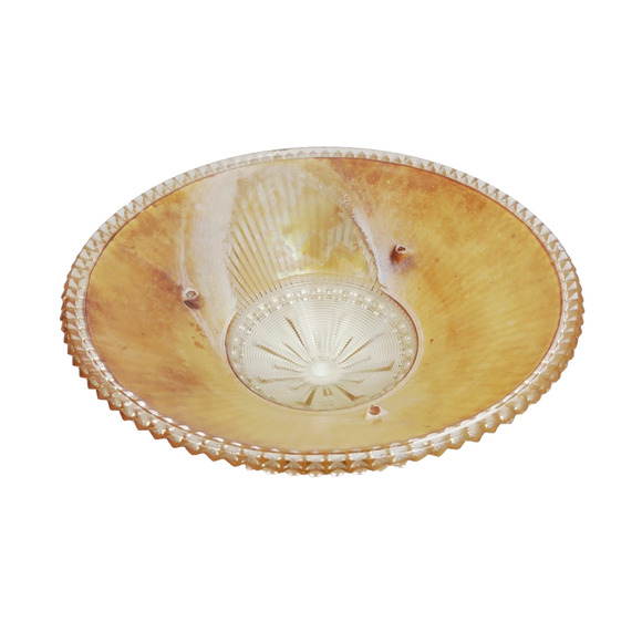 15" Art Deco Semi Flush Mount Peach Ribbed Glass Light Shade Heavy 40 50s Atomic - Picture 8 of 11